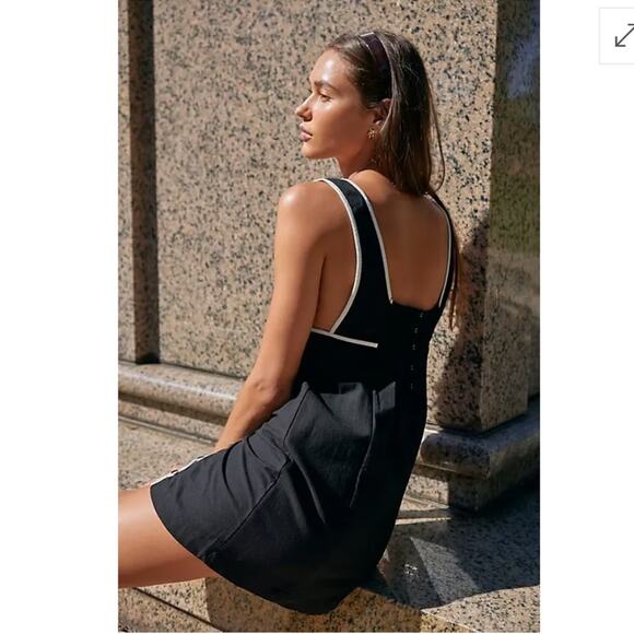 FREE PEOPLE  Vivian Mini Dress in Black Combo Size Extra Small XS - Picture 3 of 8